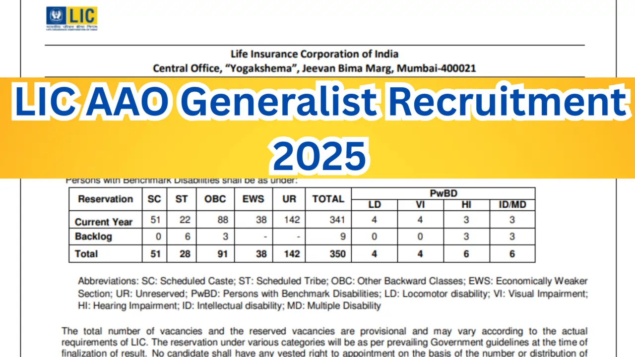 LIC AAO Generalist Recruitment 2025