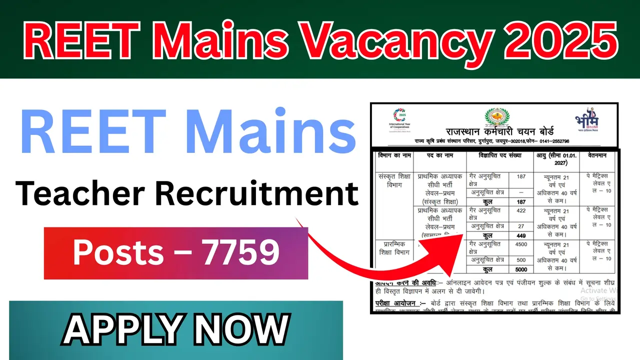 REET Mains Vacancy 2025
