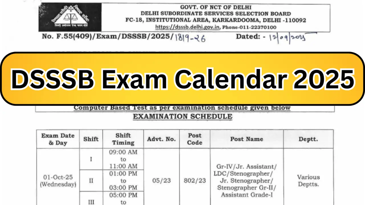 DSSSB Exam Calendar 2025