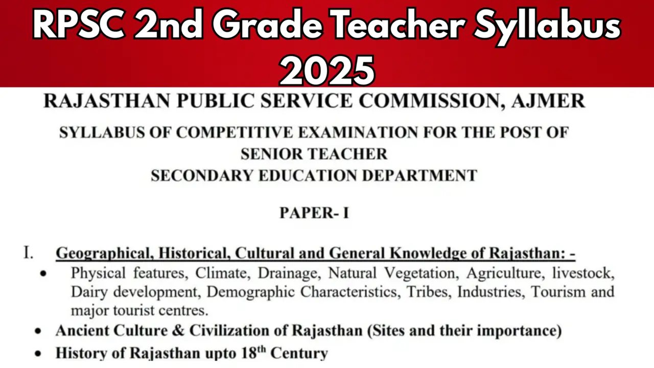 RPSC 2nd Grade Teacher Syllabus 2025