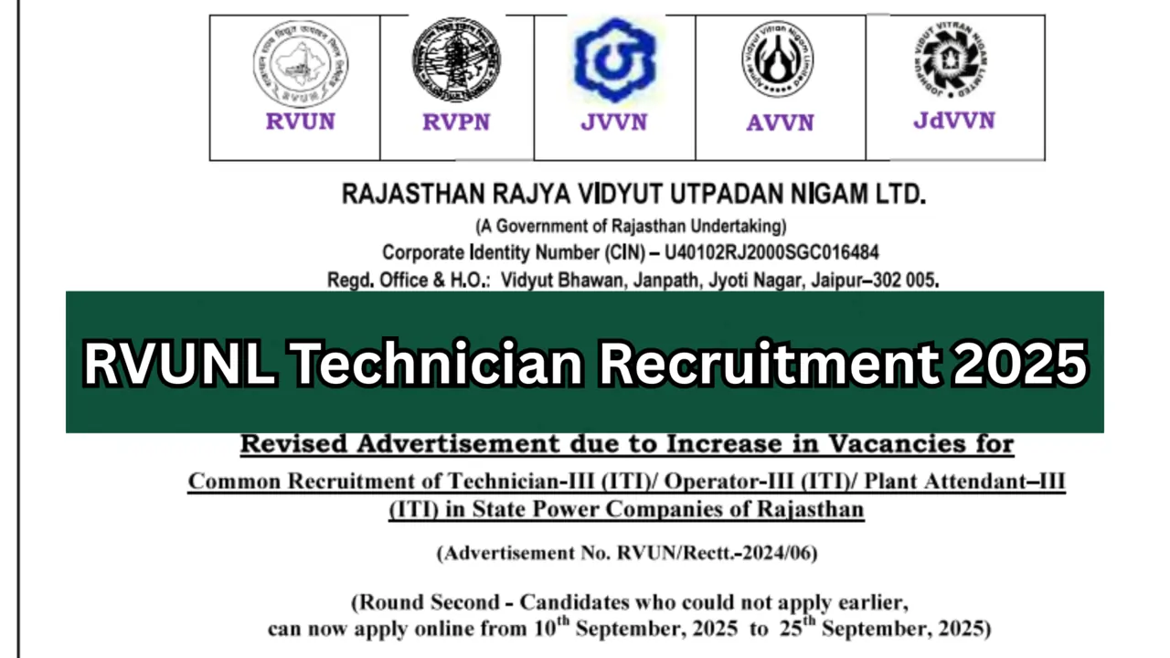 RVUNL Technician Recruitment 2025