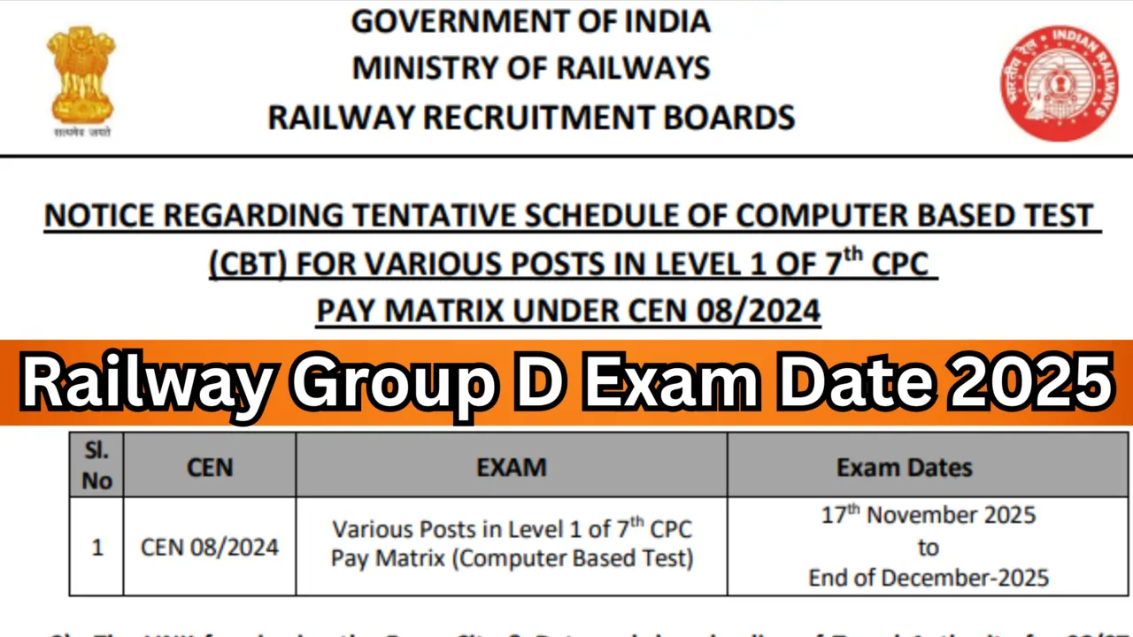 Railway Group D Exam Date 2025