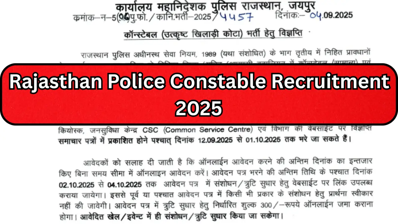 Rajasthan Police Constable Recruitment 2025